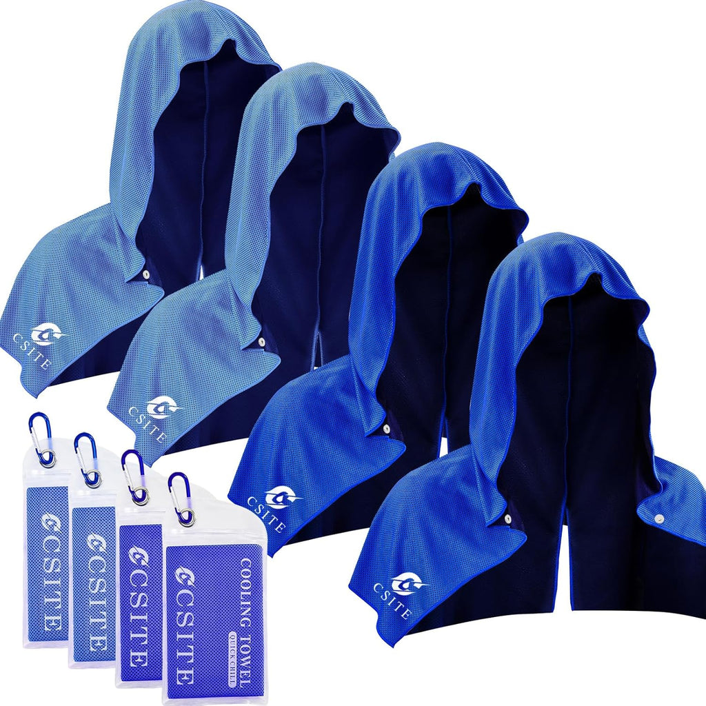 CSITE 3 Pack Cooling Hoodie Towels for Neck and Face, UPF 50 Sun Protection & Instant Cooling, Ice Towels for Hot Weather, Soft Breathable Towel for Sport, Work Out, Gym, Camping & More Activities