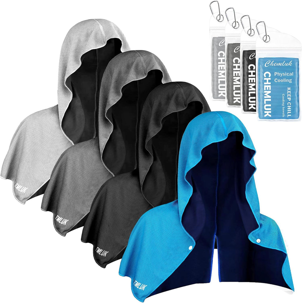 Cooling Hoodie Towel: Cooling Towels for Neck and Face, Quick-Dry Absorbent Soft Breathable Sweat Neck Wraps, Instant Cool Hooded Towels for Hot Weather Running Camping Travel - Black
