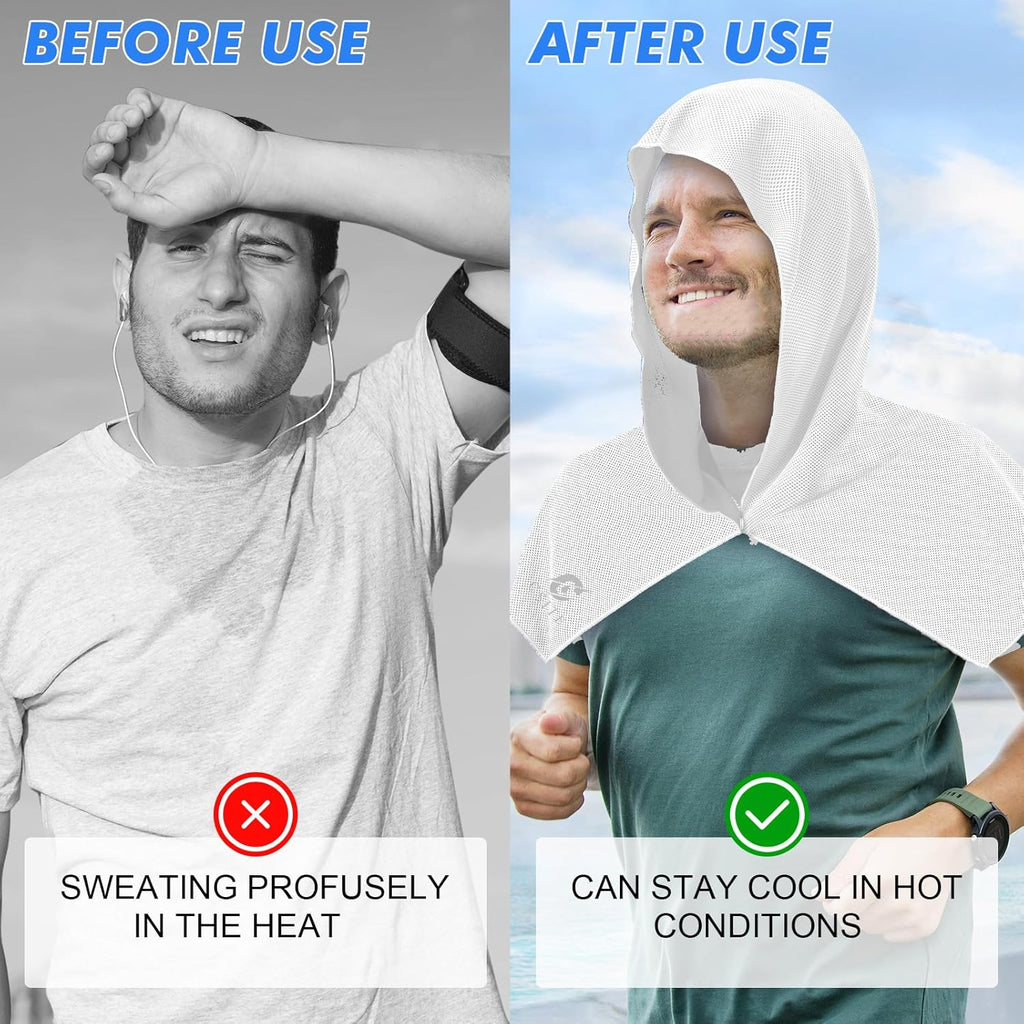 CSITE 3 Pack Cooling Hoodie Towels for Neck and Face, UPF 50 Sun Protection & Instant Cooling, Ice Towels for Hot Weather, Soft Breathable Towel for Sport, Work Out, Gym, Camping & More Activities