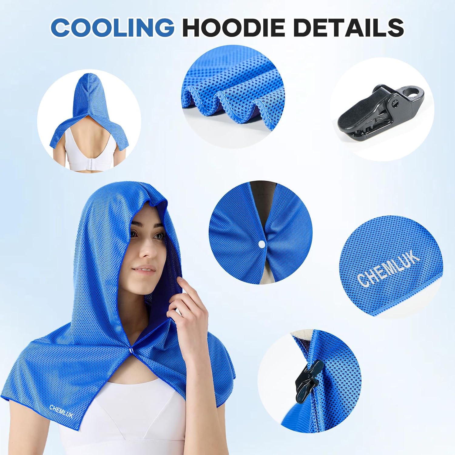 Cooling Hoodie Towel: Cooling Towels for Neck and Face, Quick-Dry Absorbent Soft Breathable Sweat Neck Wraps, Instant Cool Hooded Towels for Hot Weather Running Camping Travel - Black