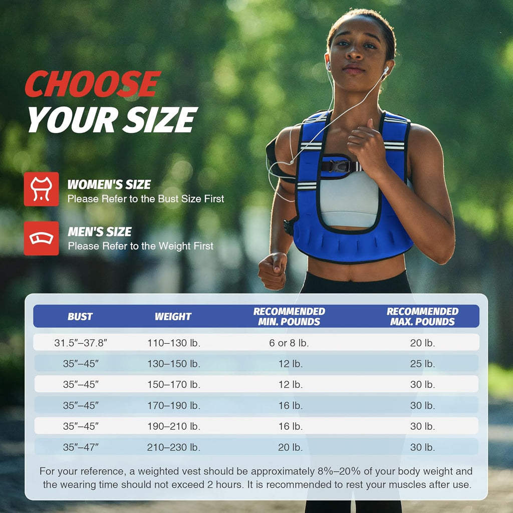 ZELUS Weighted Vest for Women Men, 6/8/12/16/20lb Weight Vest with Arm Pouch Reflective Strips, U-Shaped Rucking Vest for Strength Training Muscle Building, Walking Running Vest for Fitness