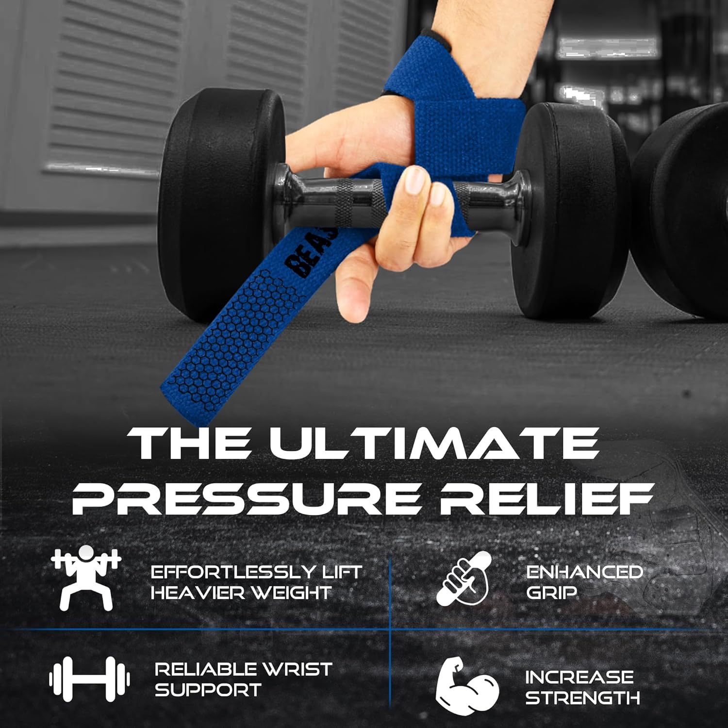 BEAST RAGE Lifting Wrist Straps for Weightlifting, Weight Lifting Straps Gym Grip Power Workouts Lifting Straps Padded Cotton Men Women Wrap Lift Deadlift Straps Hard Pull Exercise