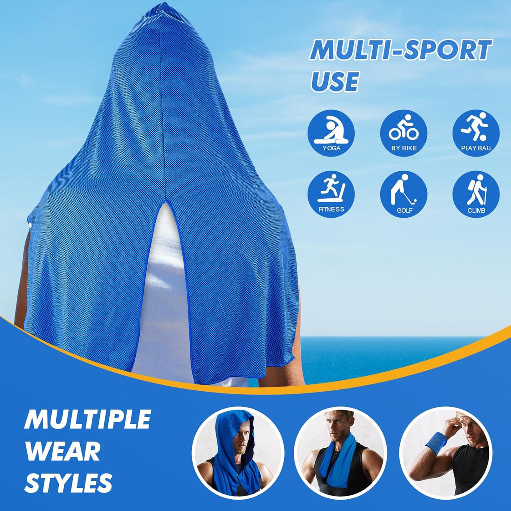 CSITE 3 Pack Cooling Hoodie Towels for Neck and Face, UPF 50 Sun Protection & Instant Cooling, Ice Towels for Hot Weather, Soft Breathable Towel for Sport, Work Out, Gym, Camping & More Activities