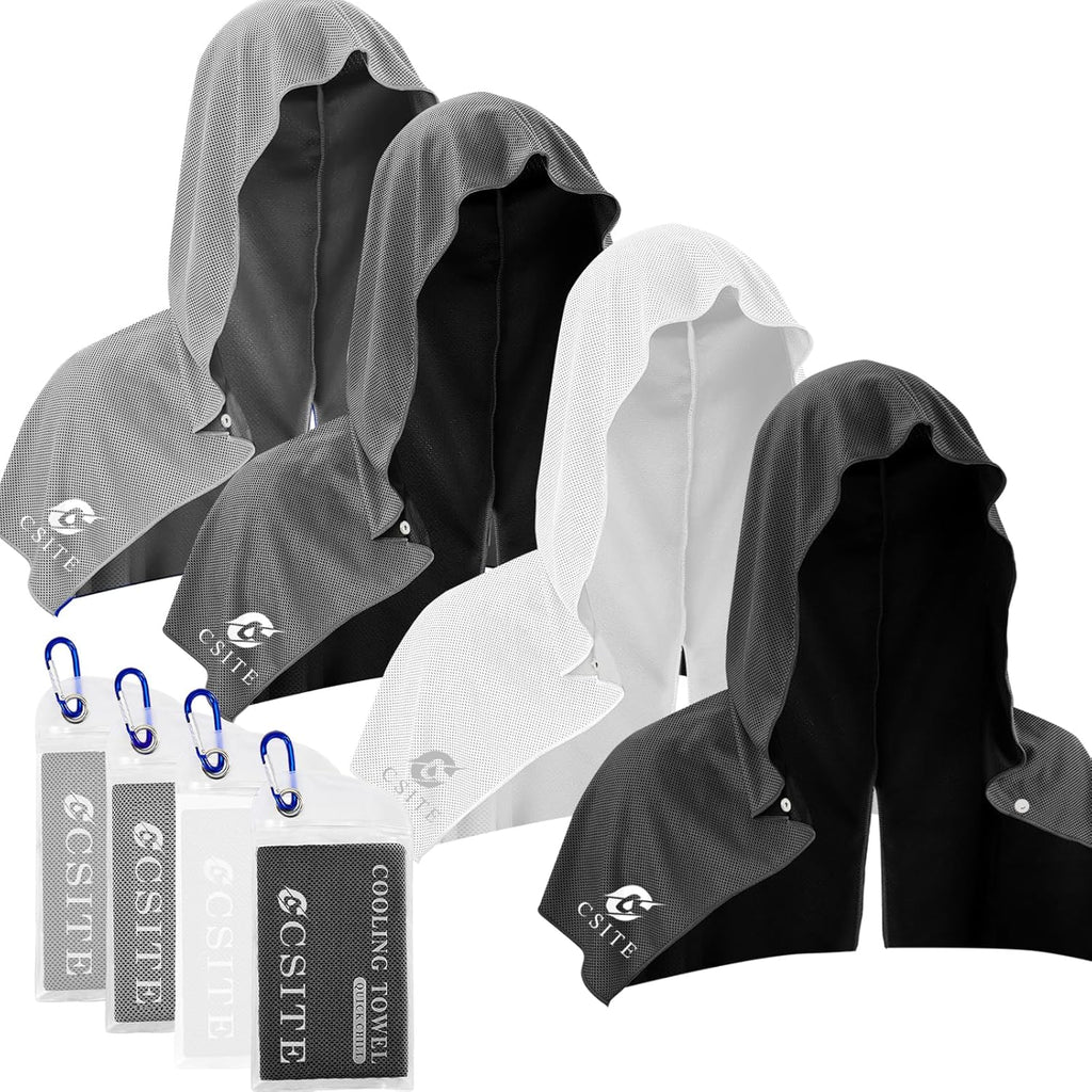 CSITE 3 Pack Cooling Hoodie Towels for Neck and Face, UPF 50 Sun Protection & Instant Cooling, Ice Towels for Hot Weather, Soft Breathable Towel for Sport, Work Out, Gym, Camping & More Activities