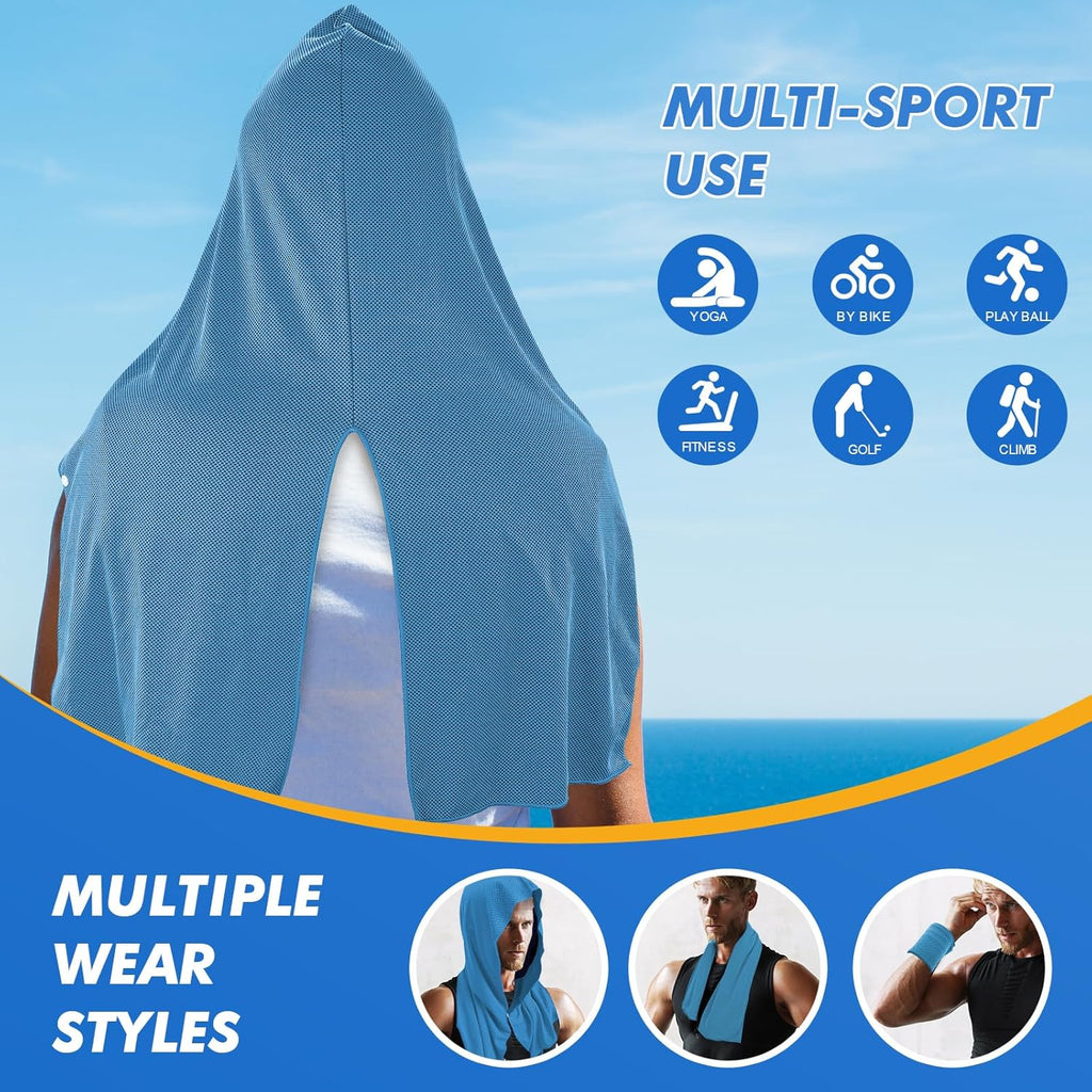 CSITE 3 Pack Cooling Hoodie Towels for Neck and Face, UPF 50 Sun Protection & Instant Cooling, Ice Towels for Hot Weather, Soft Breathable Towel for Sport, Work Out, Gym, Camping & More Activities